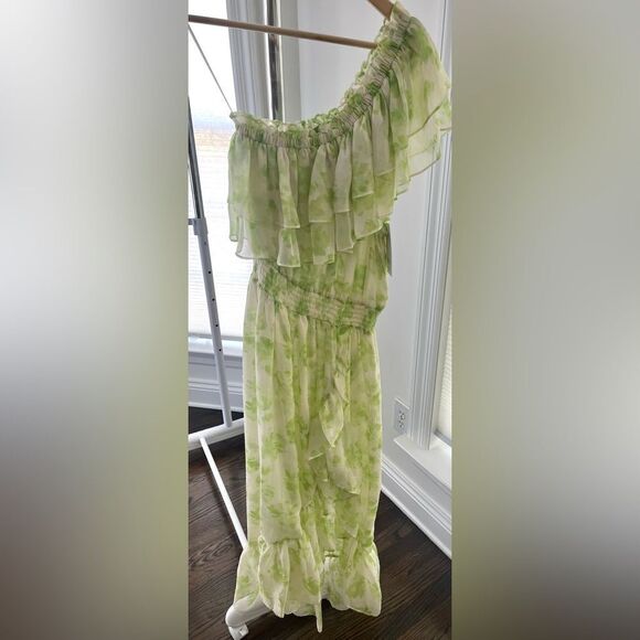 MISA Revolve Chiffon One Shoulder Rumi Midi Dress in Honeydew Large NWT - Picture 10 of 10